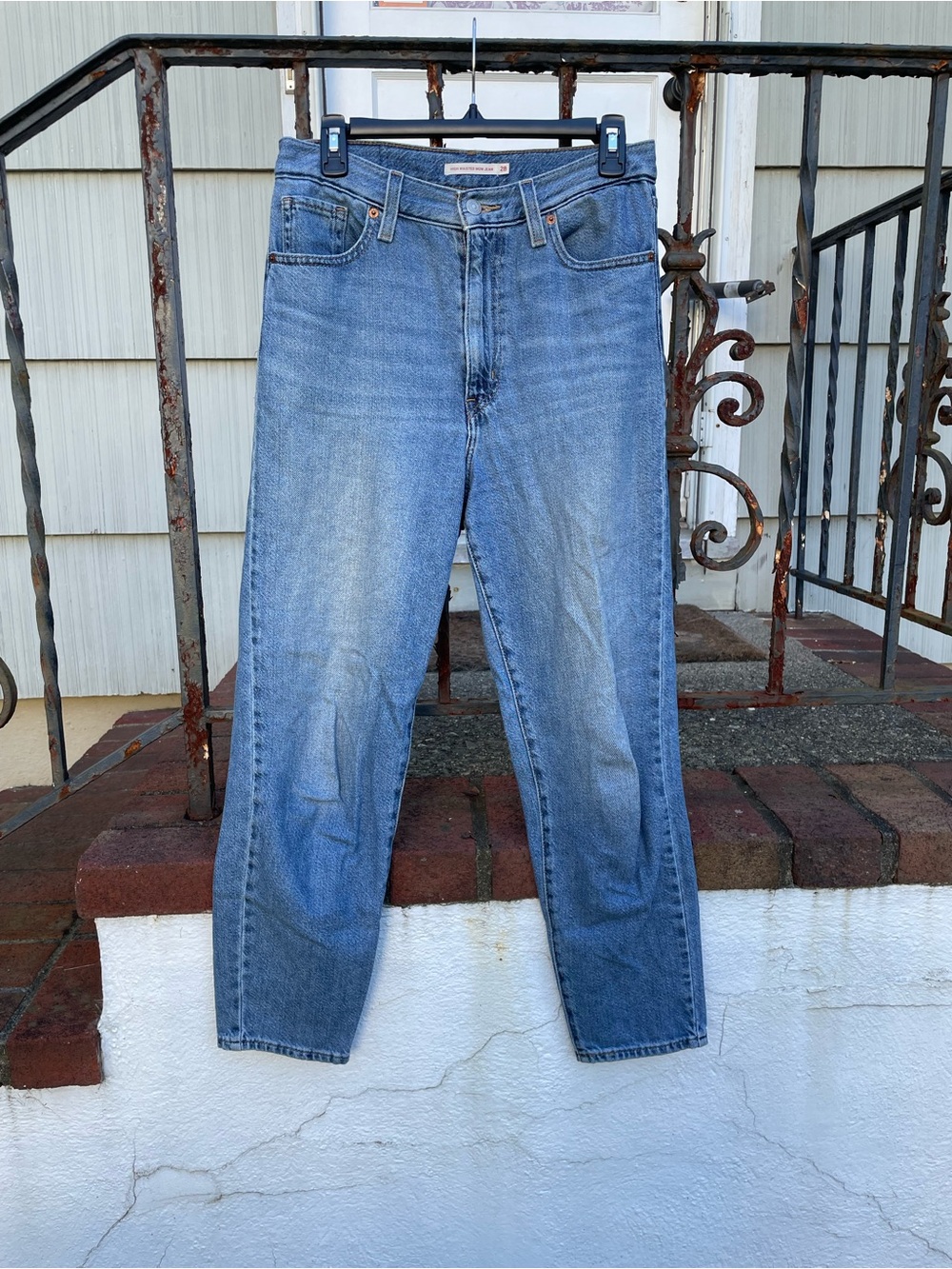 Levi's Light Blue Cropped High Waisted Mom Jeans